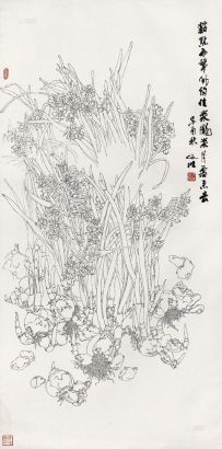 王乃壮 辛酉（1981年）作 白描水仙 立轴