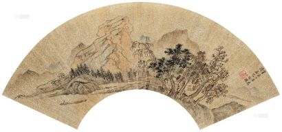 魏之璜 辛亥（1611年）作 秋溪闲棹 扇面