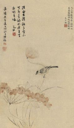 陈栝 嘉靖庚子（1540年）作 花鸟图 立轴