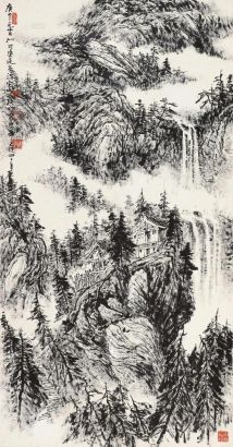 张仃 庚午（1990年）作 秋山图 立轴