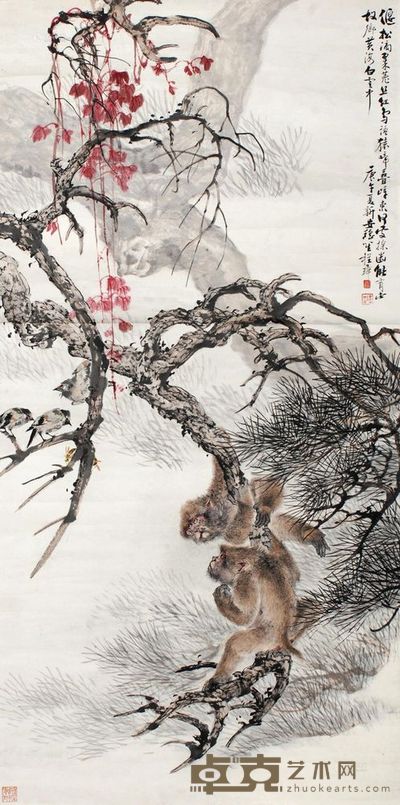 程璋 猿啼叠嶂图 立轴 136×67cm