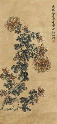 邓启昌 乙未（1895年）作 菊花 镜心