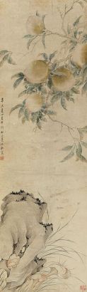 释莲溪 辛未（1871年）作 仙寿图 镜心