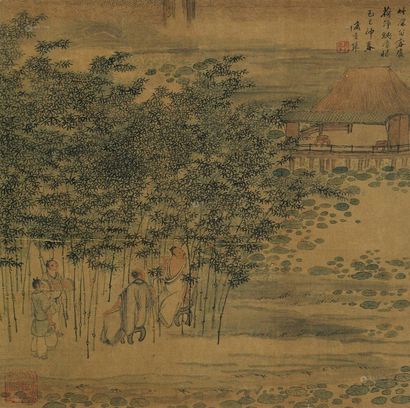 盛茂烨 己巳（1629年）作 竹亭纳凉图 镜心