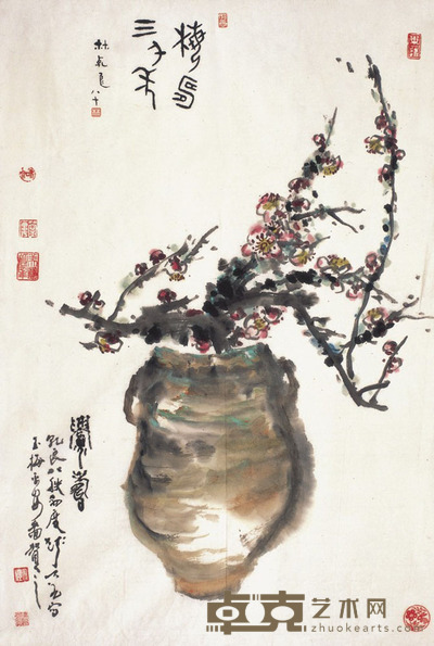 钱大礼 古瓶新枝 73×49cm