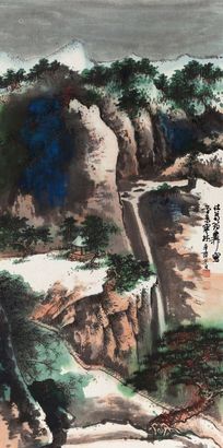 谢稚柳 辛酉（1981年）作 雪景寒林 立轴