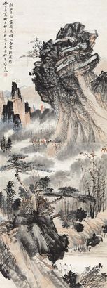 邵逸轩 癸巳（1953年）作 游山图 立轴
