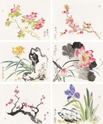 李咏森 20世纪40年代末作 花卉 （六幅）