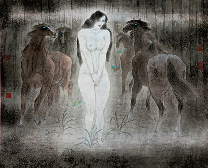 吴团良 工笔人物马