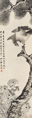 张问陶 鹰 立轴