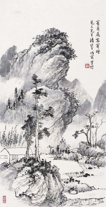 李研山 戊寅（1938年）作 山水 立轴