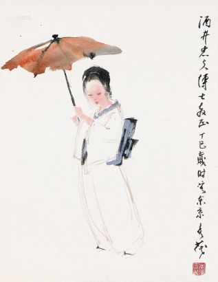 李奇茂 丁巳（1977年）作 人物 卡纸