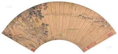 卞文瑜 戊子（1648年）作 春水泛舟 扇面