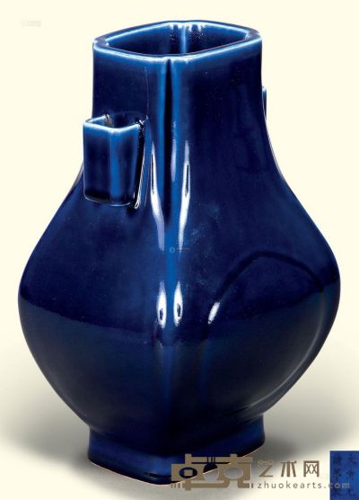 清光绪 祭蓝釉穿带瓶 高29.2cm