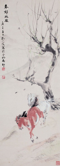 孔小瑜  春郊双骏