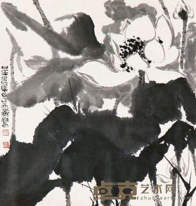 韩天衡 荷花 镜片 34.5×33.5cm