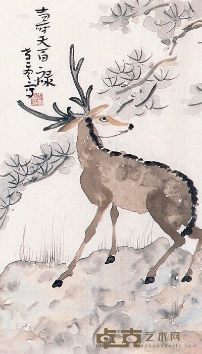 李孝萱 寿天百禄 镜片 46×27cm