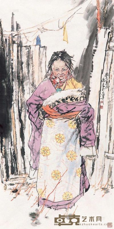 徐展 2013年作 盛装女孩 镜片 137×70cm