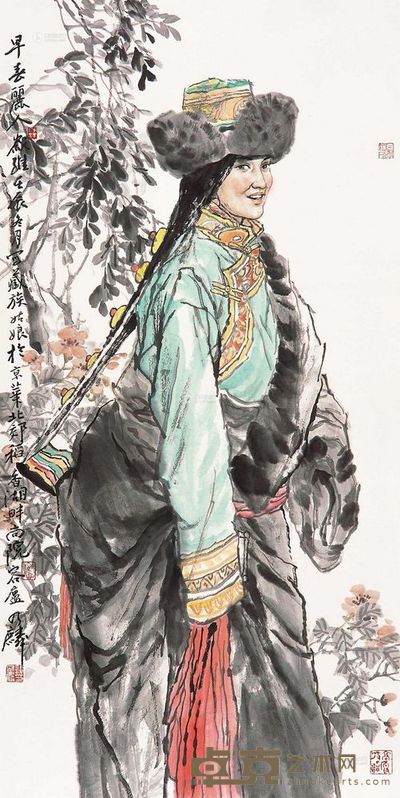 谭乃麟 2012年作 早春丽人 镜片 137×70cm