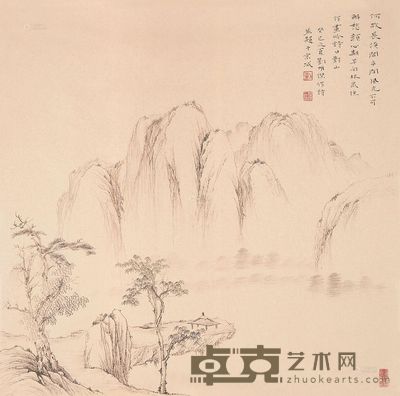刘明杰 2013年作 山水 镜片 66×66cm