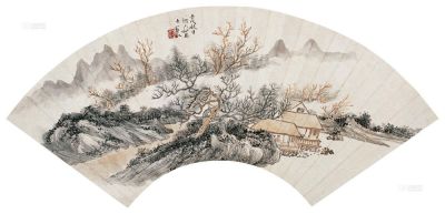黄宾虹 壬戌（1922年）作 溪山秋色 扇面