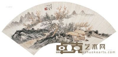 黄宾虹 壬戌（1922年）作 溪山秋色 扇面 --