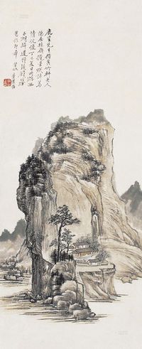 黄宾虹 丁巳（1917年）作 桂岭山居图 立轴