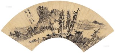 蓝瑛 庚寅(1650年)作 溪山图 扇面