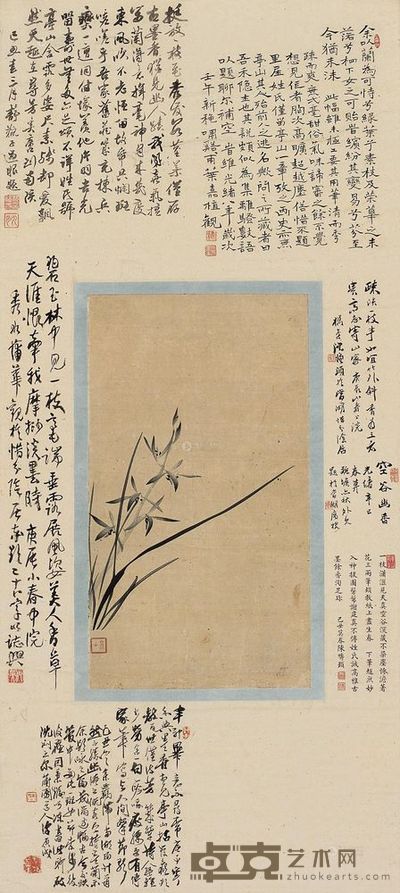 胡大年 兰花 立轴 画51.5×29cm;字117.5×52.5cm