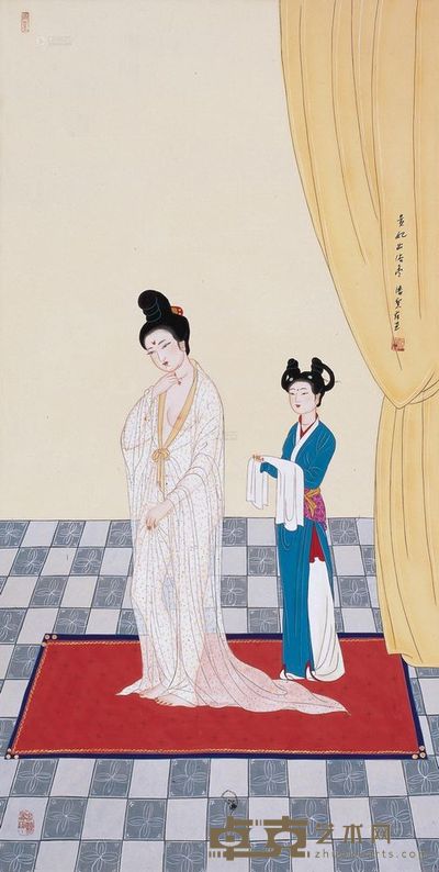 潘絜兹 贵妃出浴图 立轴 131×65cm