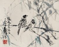 黄胄 1994年作 麻雀 立轴