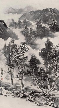 余任天 庚戌（1970年）作 山水 立轴