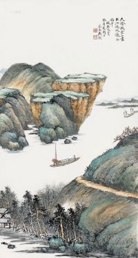 吴琴木 癸酉（1933年）作 山水 镜框