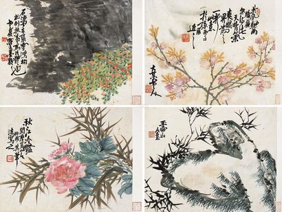姚梅伯 花卉 册页 （五开选四）