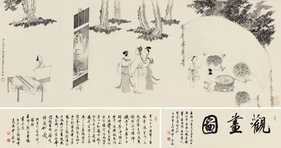 溥儒 1936年作 观画图 手卷