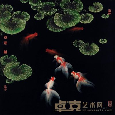 郑益坤 池中金鱼 60×60cm