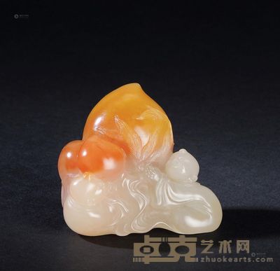 二号矿石童子献寿摆件 4.7×5.8×4cm