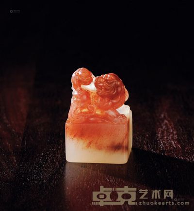 陈为新作水洞高山石母子情钮章 5.7×3.8×3.4cm