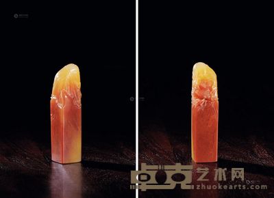 荔枝洞石安居乐业钮方章 10.2×2.3×2.3cm