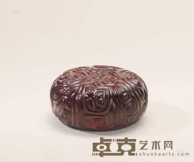 紫檀印泥盒 高4.2cm；直径8.5cm