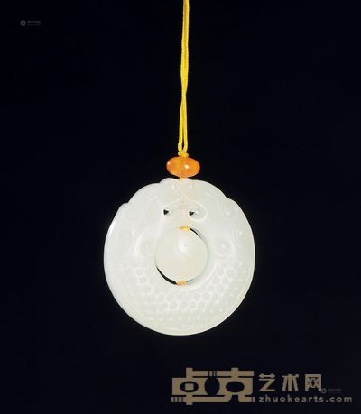 团龙戏珠 白玉挂件 3.7×3.7×0.9cm