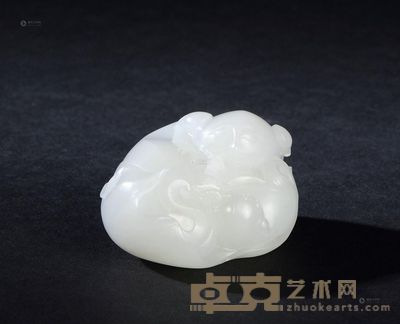 吴金星作 耄耋之年 白玉把件 3×5×4.1cm