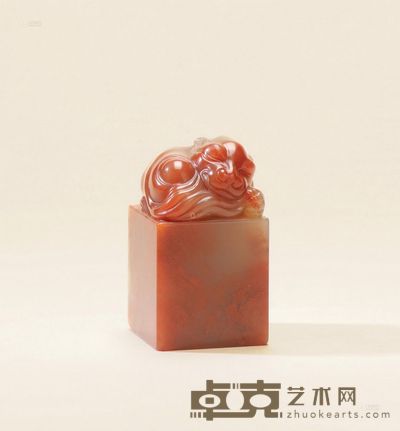 巴林石睡狸方章 6.4×3.6×3.6cm