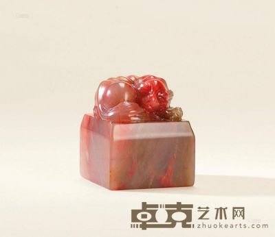 巴林石睡狸钮方章 3.5×3×3cm