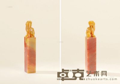 姚仲炬作 巴林石古兽钮章 18.1×3.1×3cm