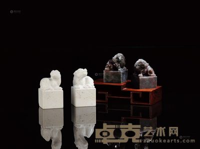 姚仲春作 巴林石古兽套章 （四件套） 尺寸不一