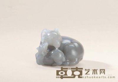 天蓝冻石母子情把玩件 4×5.1×4.8cm