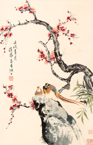 徐家昌 梅花立轴