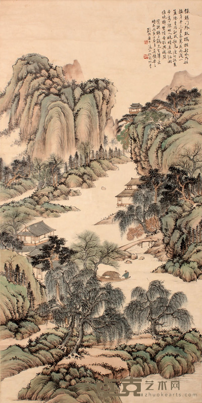顾 颐 山水立轴 133×65
