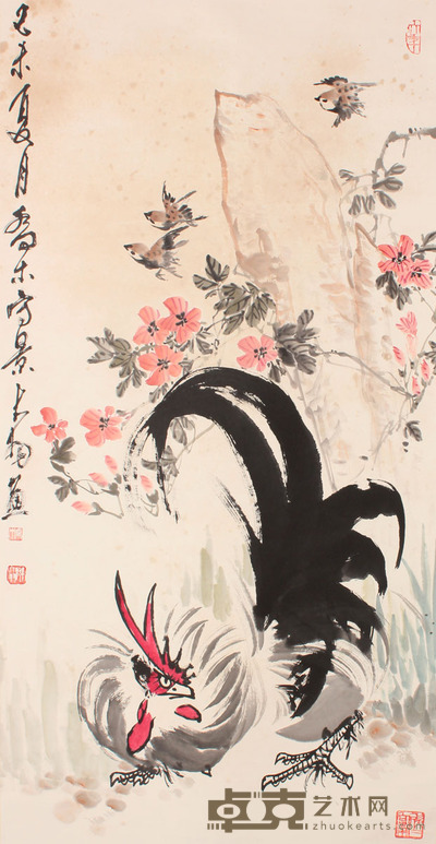陈大羽 花鸟立轴 136×64